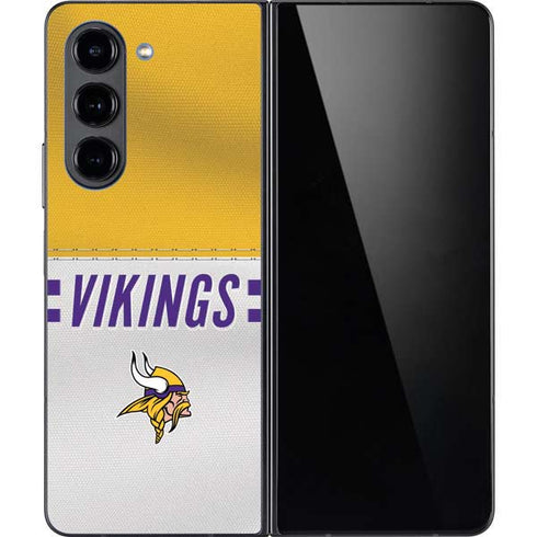 NFL Minnesota Vikings White Striped Galaxy Z Fold5 5G Skin